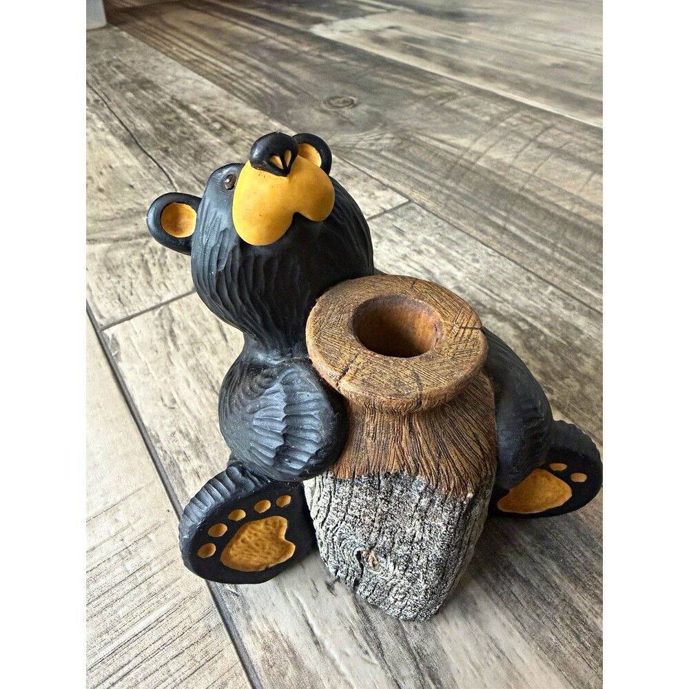 Jeff Fleming Bearfoots Missy Bear Candle Holder Rustic Cabin Decor